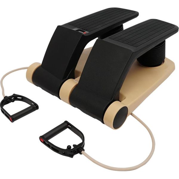 Twist Stepper - Mini Stepper - Con Bande Di Resistenza - Display Lcd - Portata 150 Kg - Per L'allenamento Domestico E L'equilibrio - Oro-image