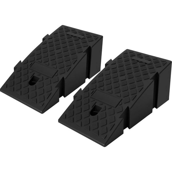 Rampe Per Auto - Rampe Di Carico E Di Servizio - Set Di 2 - Portatile - Antiscivolo - Plastica - Per Officina E Autolavaggio - Beige-image