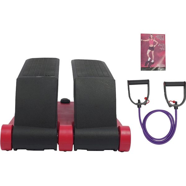 Twist Stepper - Mini Cyclette Stepper - Con Bande Di Resistenza - Display Lcd - Carico Massimo 150 Kg - Stazionario - Rosso. Carico 150 Kg - Stazionario - Rosso-image