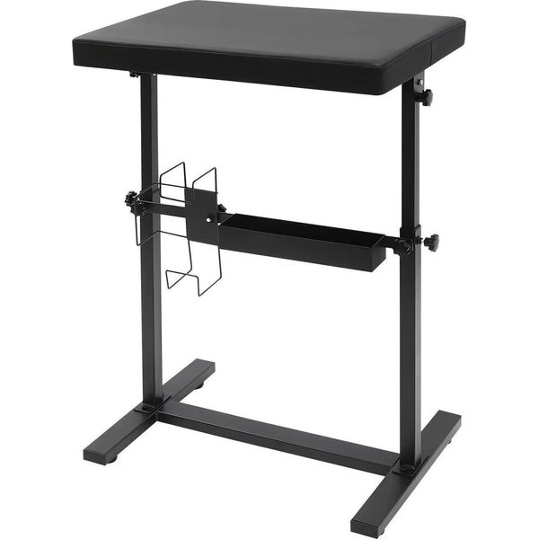 Bracciolo Per Tatuaggi - Supporto Regolabile In Altezza - Cuscinetto Inpoliuretanocon Schiuma 60×40×6 Cm - Altezza 66-98 Cm - Portata 50 Kg - Struttura In Ferro, Verniciata A Spruzzo - Nero-image
