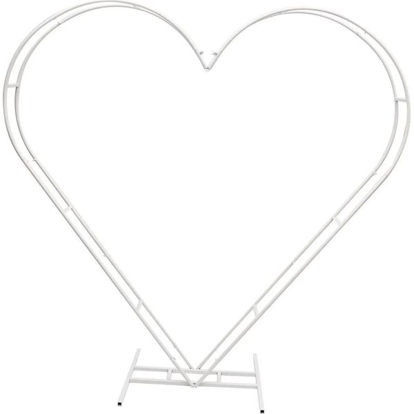 Arco Nuziale A Forma Di Cuore - Supporto Per Fondale/Quadro Per Fiori E Palloncini - Metallo - Autoportante - Taglia M - Bianco-image