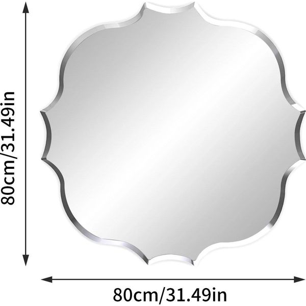Specchio - Specchio Da Parete - Forma Irregolare 80 Cm - Bordo Smussato - Senza Cornice - Materiale Per Appendere Incluso - Per Bagno Soggiorno Corridoio - Grigio-image