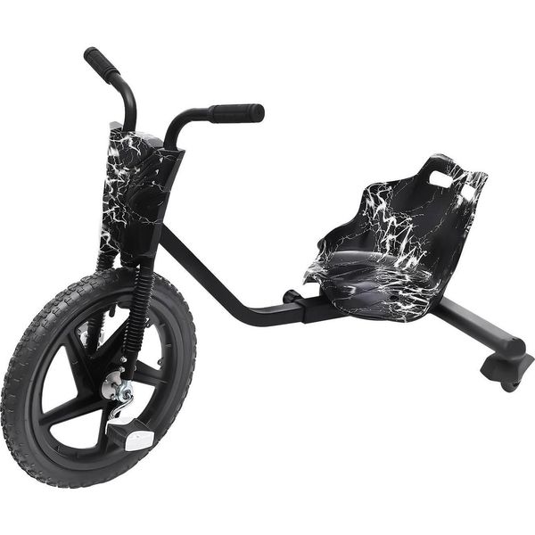 Triciclo Per Bambini - Trike Da Drifting - Regolazione Della Lunghezza In 4 Fasi - 2 Ruote Posteriori Universali - Pedali Antiscivolo - Fino A 80 Kg - Da 6 Anni - Modello Lightning - Nero-image