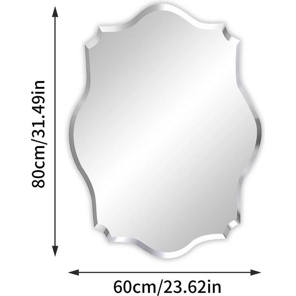 Specchio - Specchio Da Parete/Bagno - Forma Irregolare 60X80 Cm - Senza Cornice - Vetro Smussato - Sospensione Inclusa - Blu-image