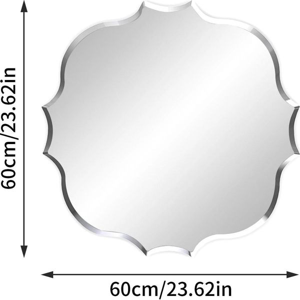 Specchio Da Parete - Specchio Da Bagno - Irregolare 60 Cm - Vetro Molato - Senza Cornice - Sospensione Inclusa - Bianco-image