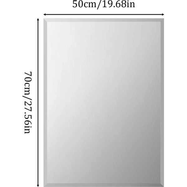 Specchio Da Bagno - Specchio Da Parete 50X70 Cm - Senza Cornice - Vetro Molato - Angolare - Sospensione Inclusa - Giallo-image