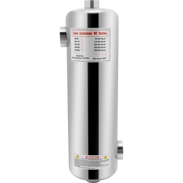 Scambiatore Di Calore Per Piscine - Riscaldatore A Immersione/Riscaldatore Per Piscine - 28 Kw - Acciaio Inox - 292×134 Mm - Argento-image