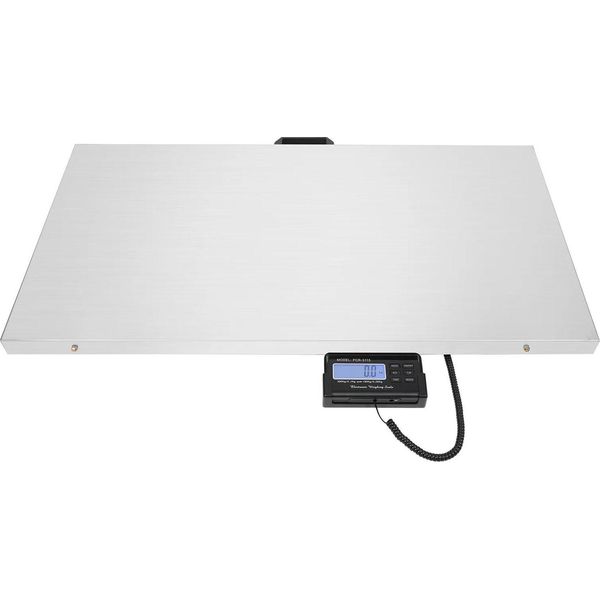 Bilancia Digitale Per Animali Domestici - Bilancia A Piattaforma - Acciaio Inox - Max 300 Kg - Min 0,4 Kg - Display Lcd - Alimentazione O 4× Aa - 103,5×53×4 Cm - Argento-image