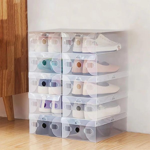 Scatole Per Scarpe Da 20 Pezzi - Scatole Per Scarpe - Impilabili - Pieghevoli - Plastica Trasparente - Rettangolare - Bianco-image