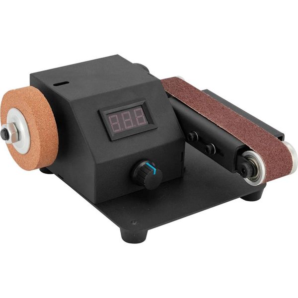 Mini Levigatrice A Nastro - Levigatrice A Nastro - 350 W - 0-8500 Giri/Min - Nastro Abrasivo 3 X 38 Cm - 110-220 V - Motore In Rame Puro - Nero-image