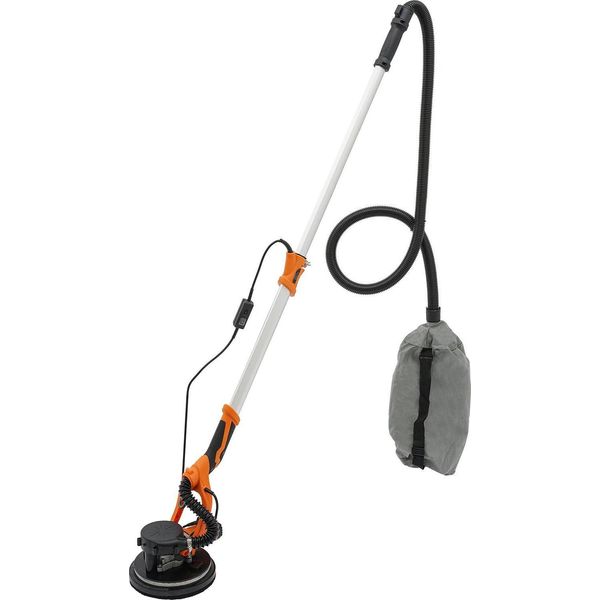 Levigatrice Per Cartongesso - Elettrica Telescopica - Estensibile 1,2-2,2 M - Disco Da 255 Mm - Velocità 6, 1800 Giri/Min - Testa 0-90° - Aspirazione Della Polvere - Cavo Da 4 M 220V Eu - Arancione-image