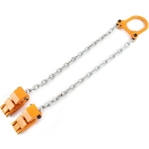 Sollevatore Di Fusti A Catena - Pinza Verticale Per Fusti Per Gru - Portata 1 T (1000 Kg) - Acciaio Al Manganese - Per Fusti In Plastica E Acciaio - Dimensioni Anello Interno 9×6 Cm - Distanza Di Sollevamento 50 Cm - Giallo-image