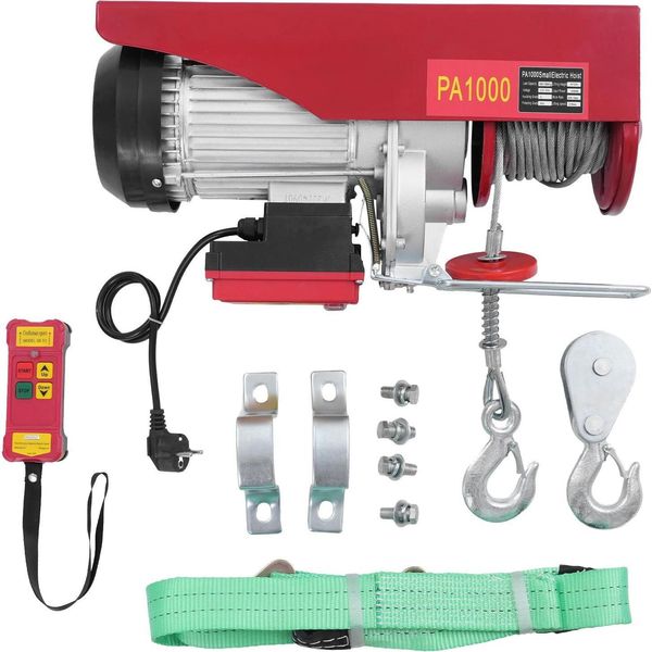 Paranco Elettrico A Fune - Argano Elettrico A Fune - 1 T/500 Kg (Doppia Linea/Singola Linea) - 220V 50Hz - Altezza Di Sollevamento 12 M/6 M - Radiocomando-image