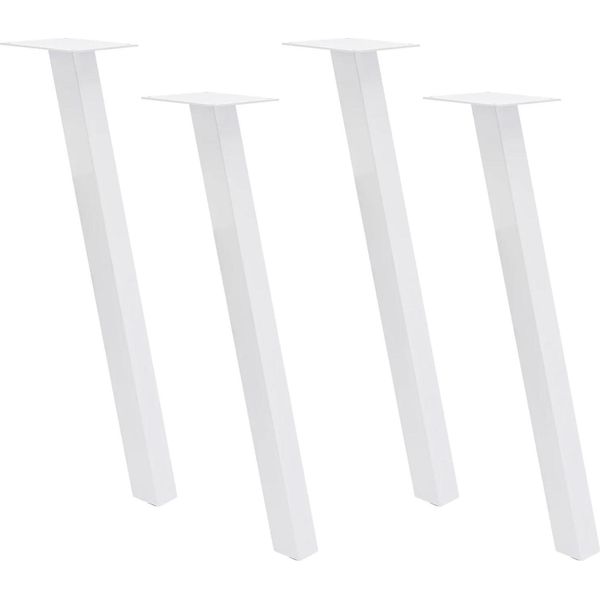 Gambe Per Tavoli - Gambe Per Mobili - Set Di 4 - Acciaio - Rettangolare - 15×70 Cm - Portata 200 Kg - Bianco-image