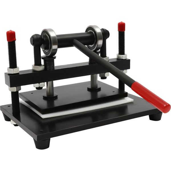 Macchina Manuale Per Il Taglio Di Pelle/Tessuti - Punzone/Clicker - Forza Di Pressatura 2 T - Corsa 15 Mm - Superficie Di Taglio 26×16 Cm - Spessore Materiale 0-100 Mm - Nero-image