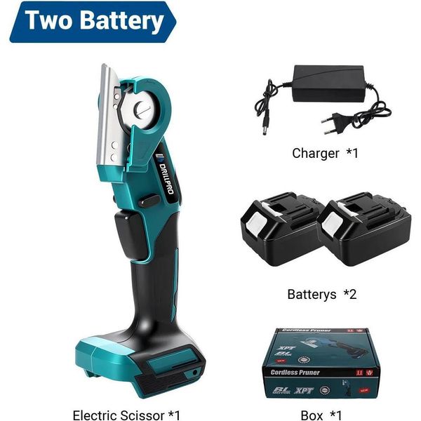 Forbici Elettriche A Batteria - 80 W - Capacità Di Taglio 6 Mm - Motore A Spazzole - 2 Batterie - Basse Vibrazioni - Leggere - Spina Ue - Giallo/Nero-image
