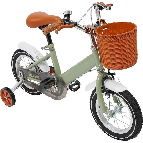 Bicicletta Per Bambini - Ruote Da 30,5 Cm - Telaio Acciaio Al Carbonio - Cerchi In Acciaio - Freno Anteriore E Posteriore A Tamburo - Per 2-4 Anni (80-110 Cm) - Fino A 40 Kg - Verde-image