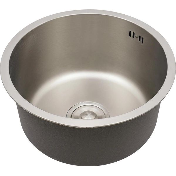 Lavello Da Cucina - Rotondo Sottotop - Diametro 41 Cm - Acciaio Inox 304 - Monovasca - Senza Rubinetto - Profondità 19 Cm - Argento-image