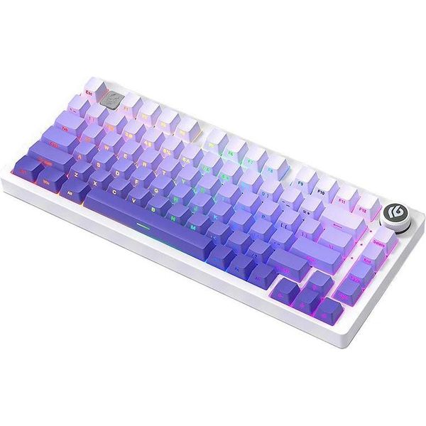 Hi75 - Tastiera Meccanica - Bluetooth Wireless - 88 Tasti - Hot-Swap - Illuminazione Rgb - Manopola Multimediale - Interruttori Neri - Viola-image