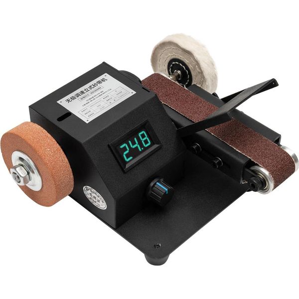 Mini Smerigliatrice Elettrica A Nastro - Affilatrice - 350 W - 0-10.000 Giri/Min - Nastro 30×380 Mm - 110 V - Per Affilare I Coltelli - Incl. 10 Nastri Abrasivi - Nero-image