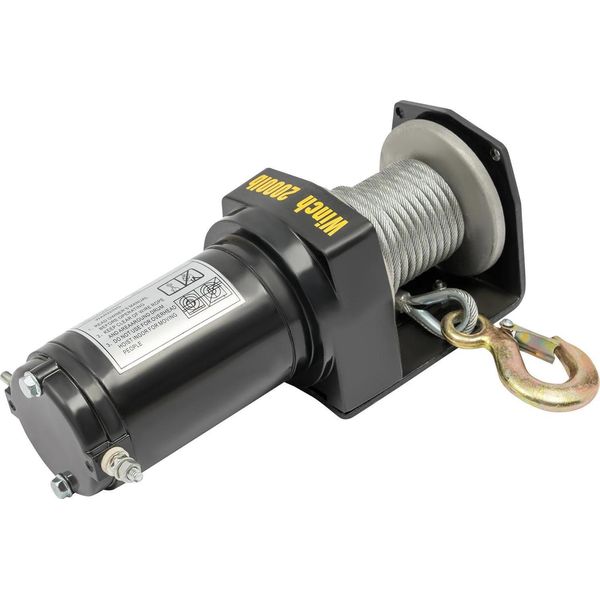 Argano Elettrico A Cavo - 12V Con Comando Manuale - Sollevamento 200 Kg - Trazione 900 Kg - Velocità 4 M/Min - Cavo In Acciaio 4 Mm - IP67 - Nero-image
