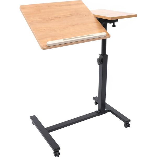 Tavolo Sit-Stand - Tavolo Mobile Per Laptop Regolabile In Altezza - Altezza 58-90 Cm - 4 Rotelle - Orientabile A 360° - Mdf E Acciaio - Piano Del Tavolo 60×34,5 Cm-image