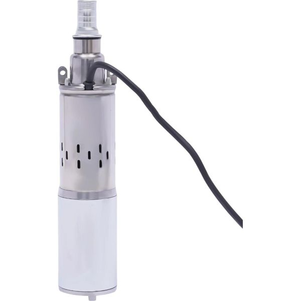 Pompa Sommersa Per Acqua - Pompa Per Pozzi Profondi - 12V - 180W - Portata 1,2 M³/H - Cavo 17 M - Uscita 2,5 Cm - Acciaio Inox/Rame - Bianco-image