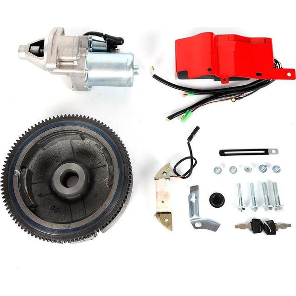Kit Volano E Avviamento Elettrico - Avviamento Con Interruttore Magnetico - Volano Da 20 Cm - Adatto Per GX390 13 CV/GX340 11 Cv - Alluminio E Ferro-image