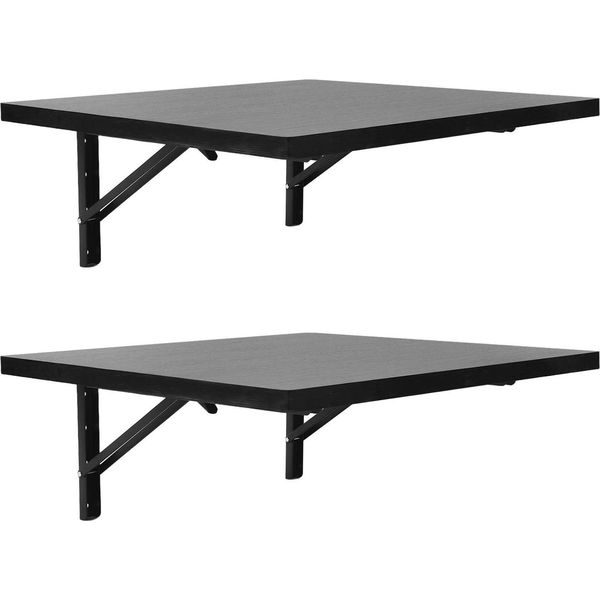Banco Da Lavoro Per Montaggio A Parete - Pieghevole 2 Pezzi - Portata 226,8 Kg - Legno E Acciaio - Dimensioni 60×58×25 Cm Per Banco Da Lavoro - Nero-image