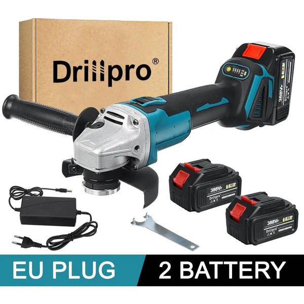 Smerigliatrice Angolare - 125 Mm A Batteria - 2X Batterie - 18V - Motore Brushless - 10.000 Giri/Min - Velocità Variabile - Spina Ue - Argento-image