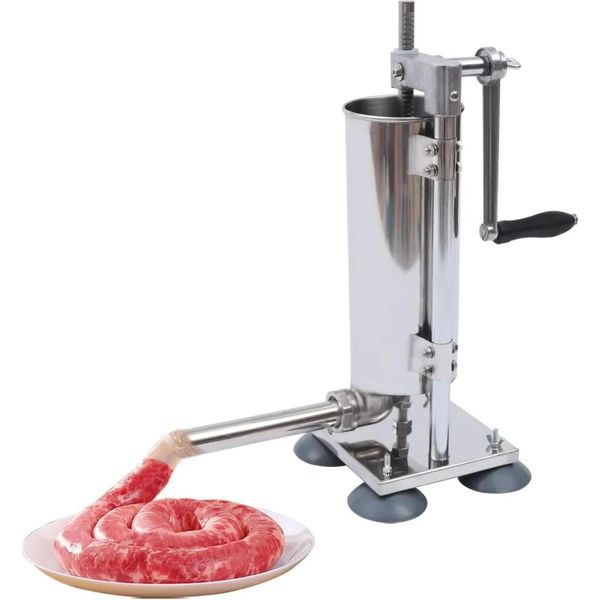 Insaccatrice Per Salsicce - Manuale Verticale 3 Litri - Acciaio Inox - Insaccatrice Per Salsicce - Pressa Per Salsicce-image