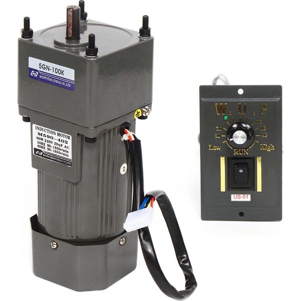 Motoriduttore A Induzione - 90 W Ac 220 V - Regolatore Di Velocità 0-90 Rpm - Coppia 3,8 Nm - Albero 1,2×2,9 Cm - Cachi-image