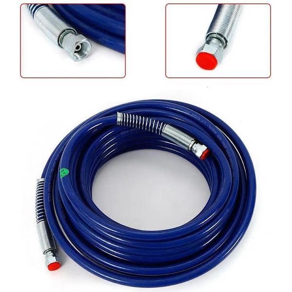 Tubo Flessibile Per Verniciatura Airless - Tubo Flessibile Ad Alta Pressione - 15 M - Pressione Di Esercizio 228 Bar - Pressione Di Scoppio 4500 Bar - Tessuto In Acciaio Rinforzato - Blu-image