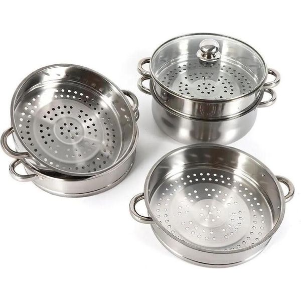 Vaporetto, Pentola In Acciaio Inox A 5 Livelli Per Verdure, Nero-image