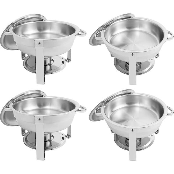 Set Buffet Di Chafing Dish, Scaldavivande Da 4,5 Litri, Viola, In Acciaio Inox, A Spirale, Per Feste E Matrimoni-image