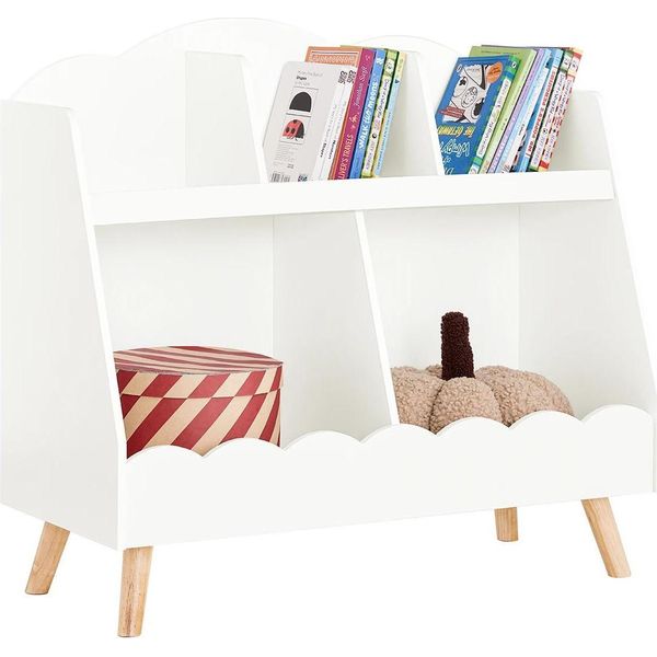 KMB100-W, Scaffale Per Bambini/Libreria, 5 Scomparti, Montessori, Bianco, Circa 82X76X35 Cm-image