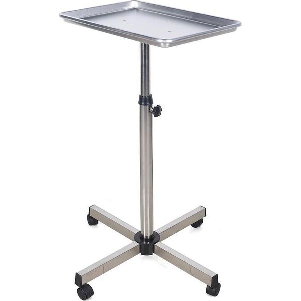 Carrello Porta Attrezzi Per Salone Di Bellezza, Carrello In Acciaio Inox Con Ruote, Argento, Per Parrucchiere/Barbiere-image
