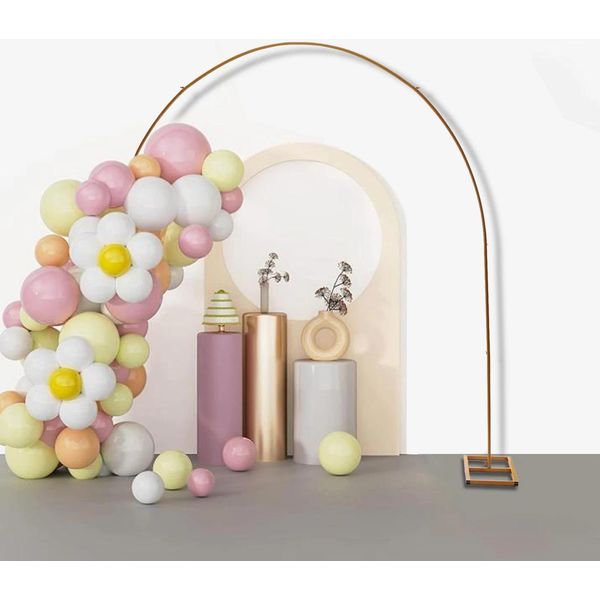 Arco Nuziale - Supporto Per Arco Di Palloncini - Ferro - Altezza 2,3 M (230 Cm) - Xxl - Capacità Di Carico 4-5 Kg - Forma Ad Arco - Oro-image