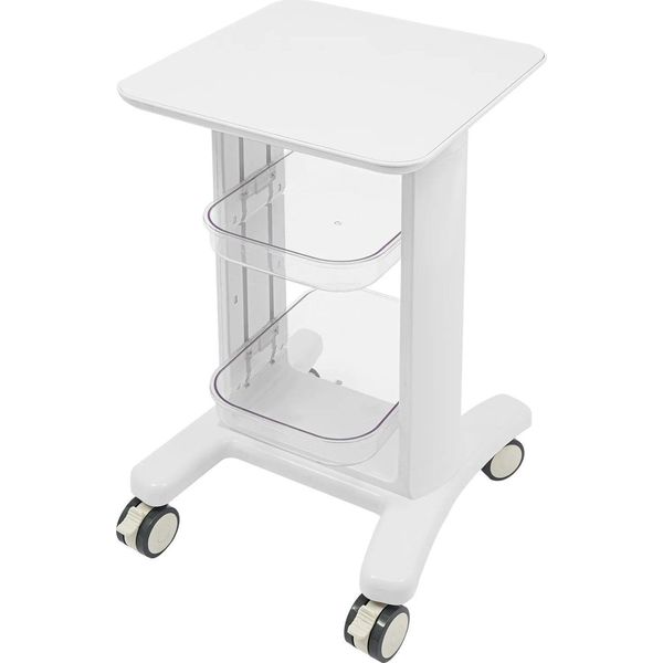 Carrello Da Salone/Barbiere - Carrello Portaoggetti Rotante - 3 Livelli - Abs - 45×41,9×74,1 Cm - Portata 50 Kg - Bianco-image