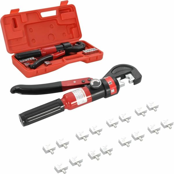 Pinza A Crimpare Idraulica Per Capicorda - Pinza A Crimpare - Per Cavi E Capicorda - Portatile - Installazione Elettrica Fai Da Te - Rosso-image