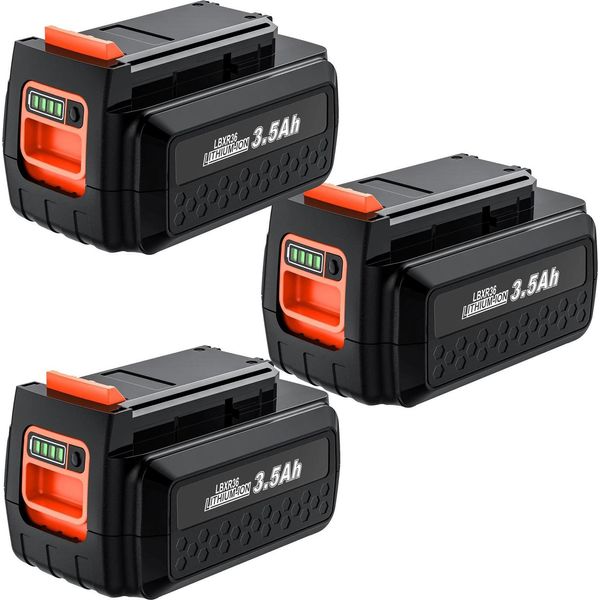 Batteria Di Ricambio Da 40V Per Black+Decker, Li-Ion 18650 3000 Mah, Compatibile Con LBXR36/BL20362/LBX2040, Beige-image