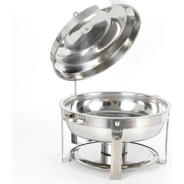 Scaldavivande - Chafing Dish - Rotondo - 7,5 L - Acciaio Inox - Altezza 50 Cm - Lavabile In Lavastoviglie E In Forno-image