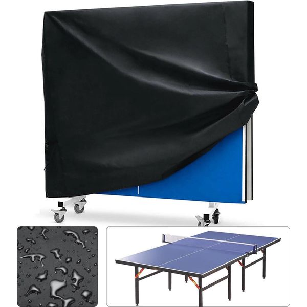 Copertura Per Tavolo Da Ping Pong/Tavolo Da Ping Pong - Copertura Protettiva/Telaio - Impermeabile - Protezione Dalla Polvere E Dalle Intemperie - Tessuto Oxford 210D - Nero-image