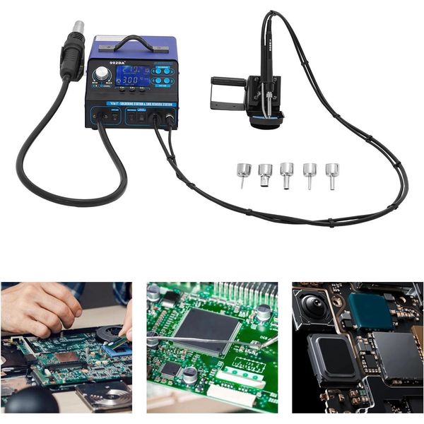 Stazione Di Saldatura Multifunzione Per La Rilavorazione Di Bga - Pistola Ad Aria Calda E Saldatore Smd - 780 W - 220-240 V 50 Hz - Display Lcd - Commutabile °F/°C - Ambiente 0-40 °C-image