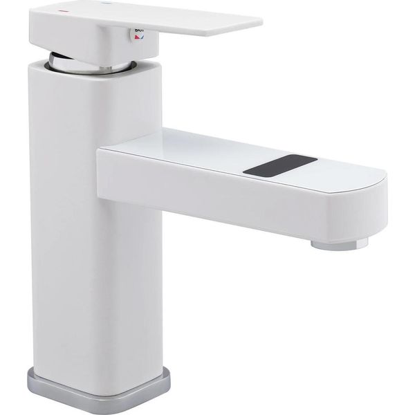 Rubinetto Da Lavabo - Miscelatore Monocomando - Display Digitale - Cartuccia In Ceramica - Da Appoggio - Corpo In Lega Di Zinco - Bianco-image