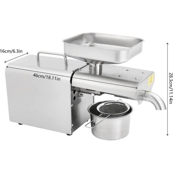 Macchina Automatica Per La Spremitura Dell'olio 610W, Acciaio Inox, Spremitura A Freddo E A Caldo, Per Noci, Arachidi, Semi Di Girasole-image