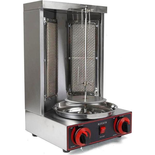 Griglia Per Kebab Doner, Gas/Gpl 3000 W 220 V, Acciaio Inox, Argento, Per Pollo E Tacchino-image