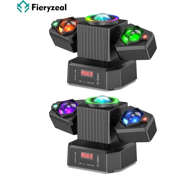 Luce Di Scena A Led - Testa Mobile A Due Bracci - Set Di 2 - 65W - Rgbw 4-In-1 - DMX512 19CH - Strobo E Rotazione - Spina Ue-image