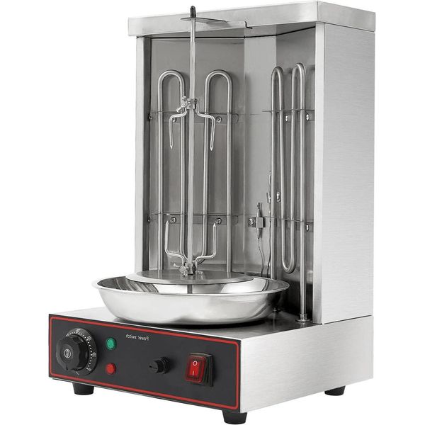 Griglia Per Kebab/Gyro - Griglia Verticale Elettrica Per Kebab - 3000W - 2 Bruciatori - 50-300°C - 220V - Capacità 10 Kg - Acciaio Inox 201-image