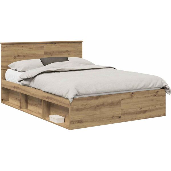 Vidaxl Artisan Struttura Letto In Rovere 140 X 200 Cm Materiale A Base Di Legno-image